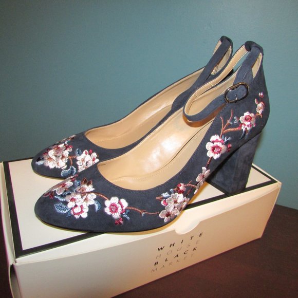 WHBM Embroidered Suede Pumps - Picture 7 of 9